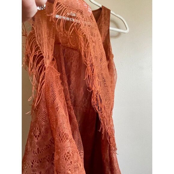 Lush womens rust layered fringe dress XS - Picture 12 of 16